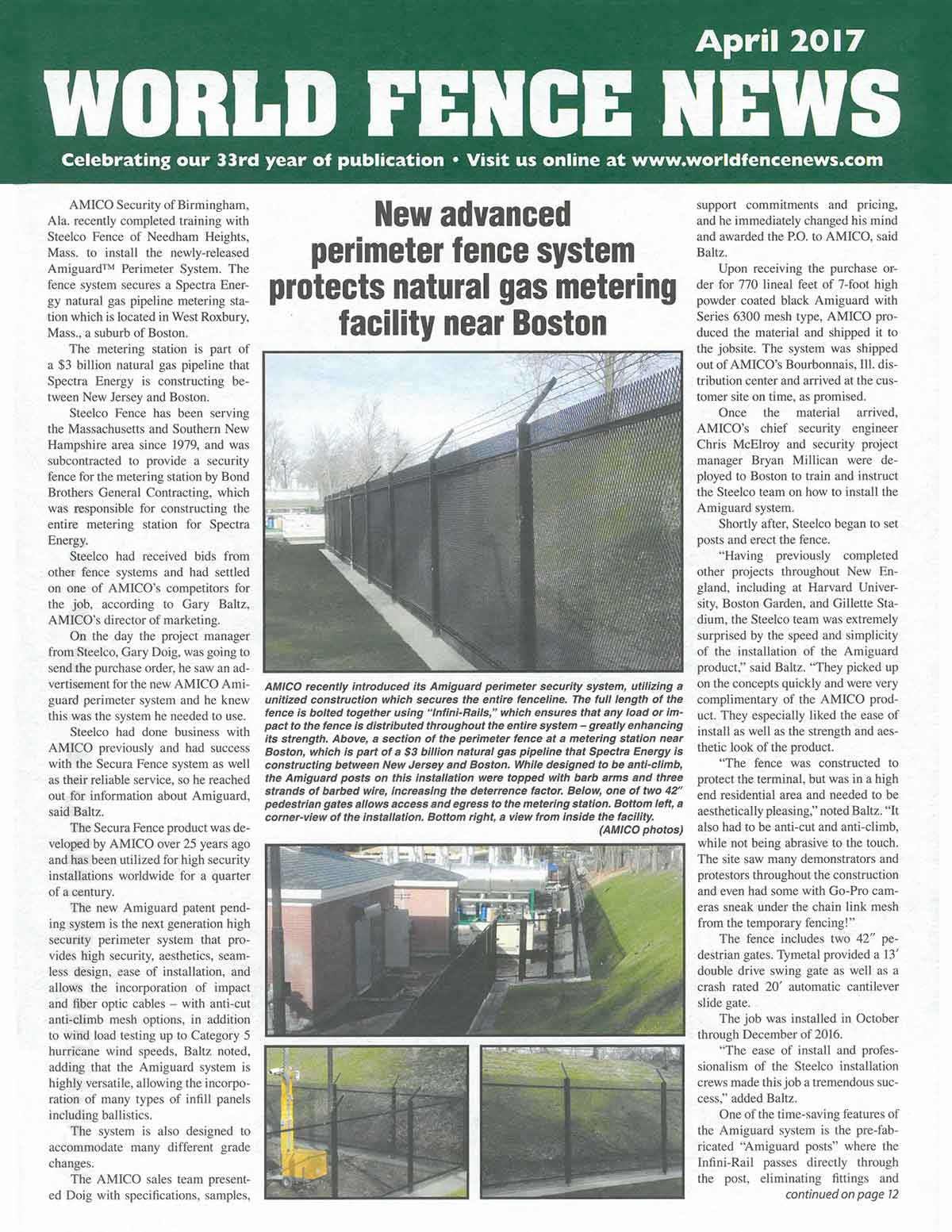 World Fence News Features AMICO Security and New Advanced Perimeter Fence System